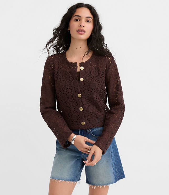 Petite Crochet Cardigan