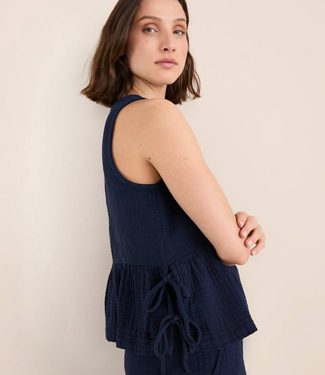 Petite Lou & Grey Triple Cloth Side Tie Peplum Top carousel Product Image 2