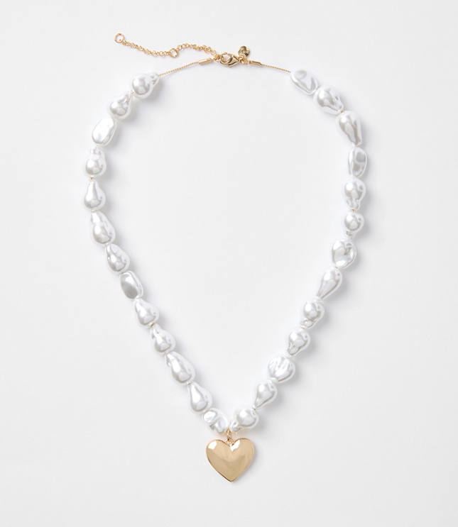 Pearlized Heart Statement Necklace