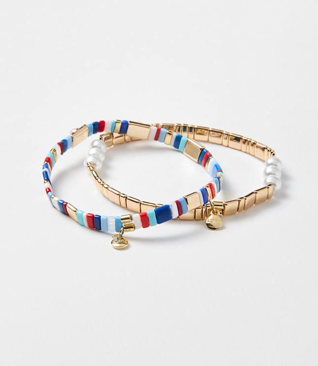 Pearlized Chicklet Bracelet Set carousel Product Image 1