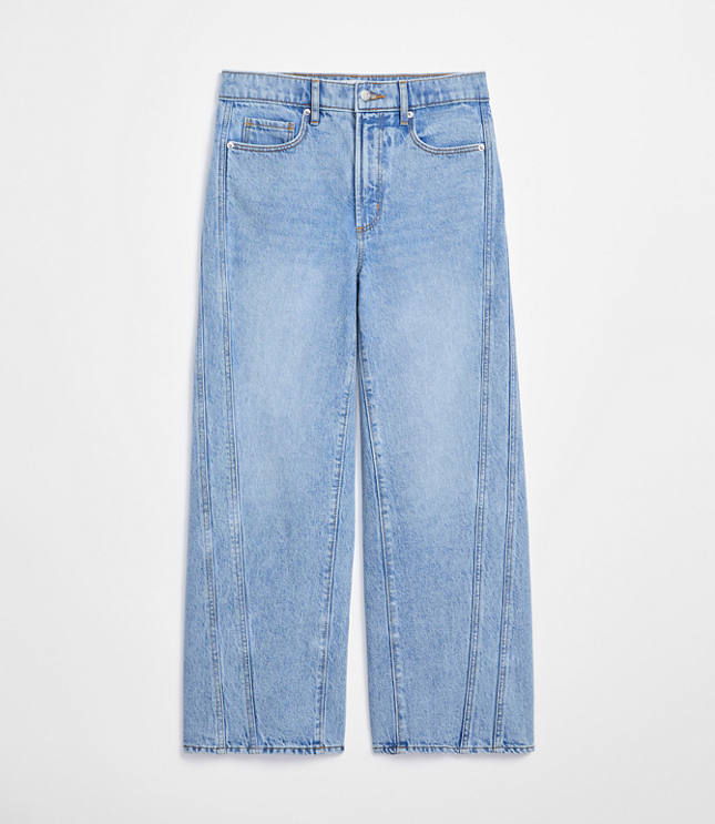 Rivete Twist Seam High Rise Wide Leg Crop Jeans Original Medium Stone Wash