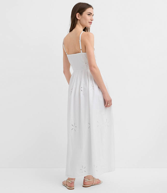 Petite Floral Eyelet Strappy Midi Dress