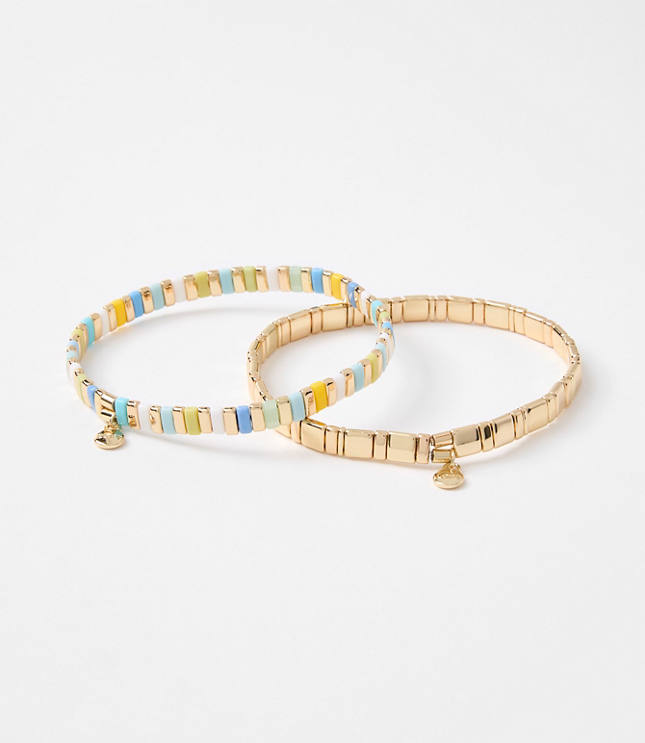 Multicolored Chicklet Bracelet Set