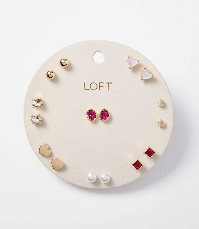 Sparkle Heart Stud Earring Set
