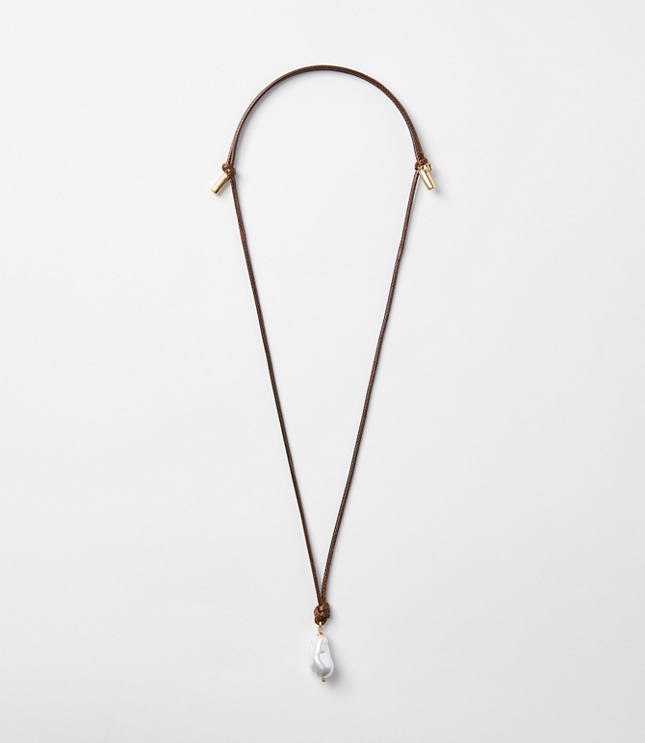 Pearlized Cord Pull Tie Necklace