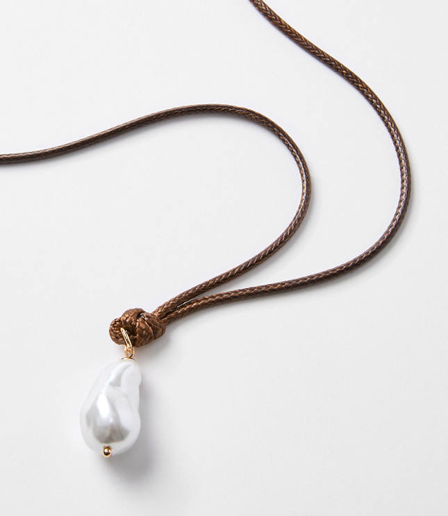 Pearlized Cord Pull Tie Necklace