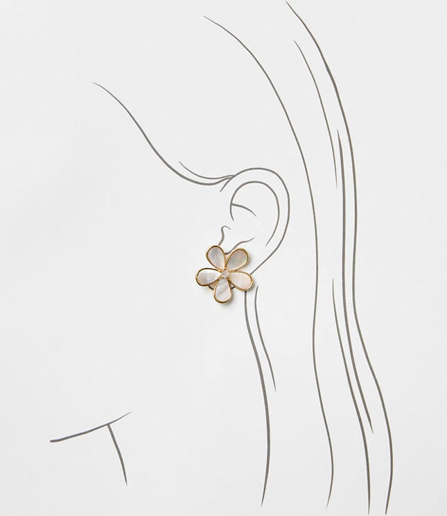 Mother Of Pearl Flower Stud Earrings
