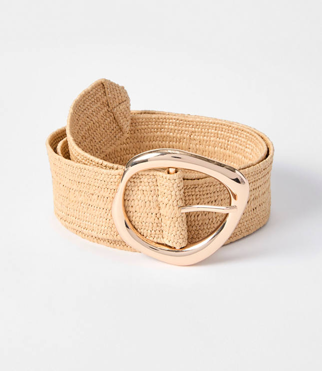 Molded Buckle Raffia Stretch Belt