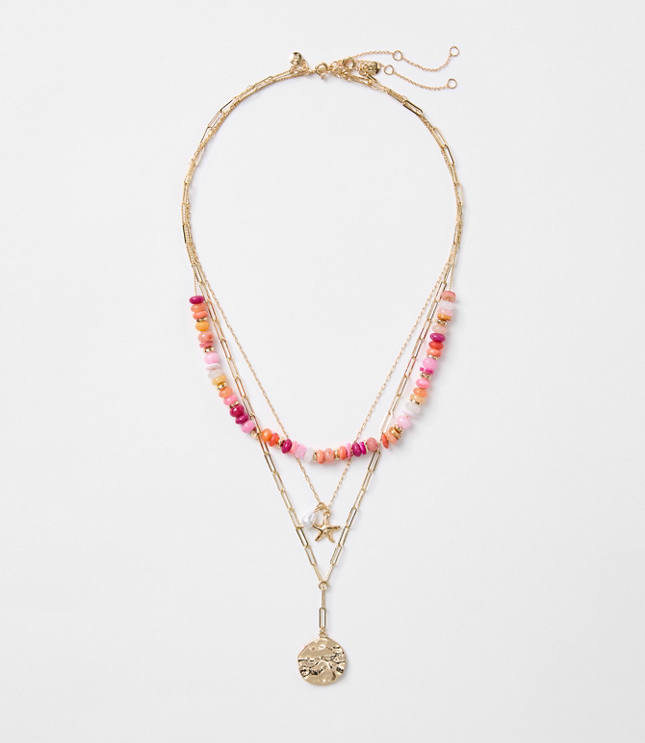 Starfish Coin Beaded Layered Necklace Set
