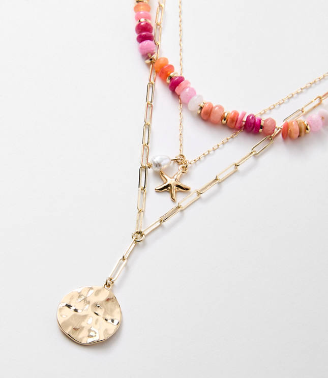 Starfish Coin Beaded Layered Necklace Set
