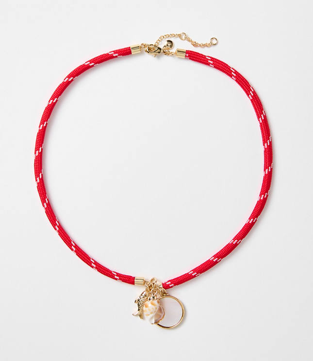 Fish & Seashell Rope Charm Necklace