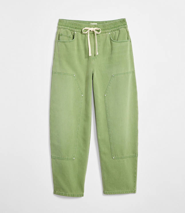 Petite High Rise Barrel Utility Jeans in Shale Green carousel Product Image 4