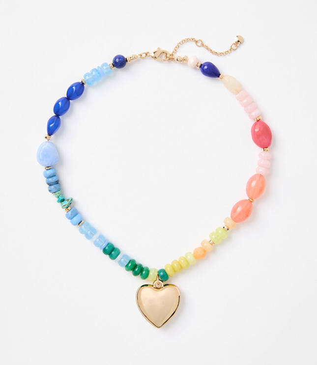 Rainbow Heart Statement Necklace