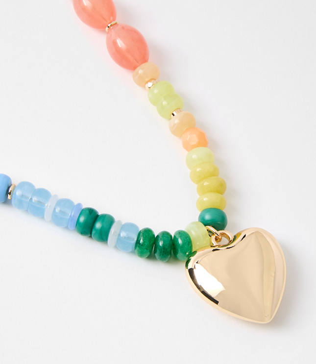 Rainbow Heart Statement Necklace