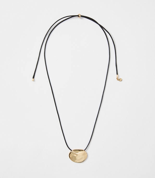 Molded Metal Pull Tie Cord Necklace