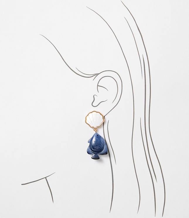 Mother Of Pearl Seashell & Fish Drop Earrings carousel Product Image 2