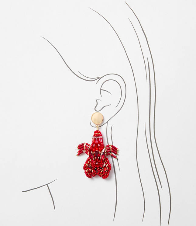 Lobster Beaded Statement Earrings carousel Product Image 2