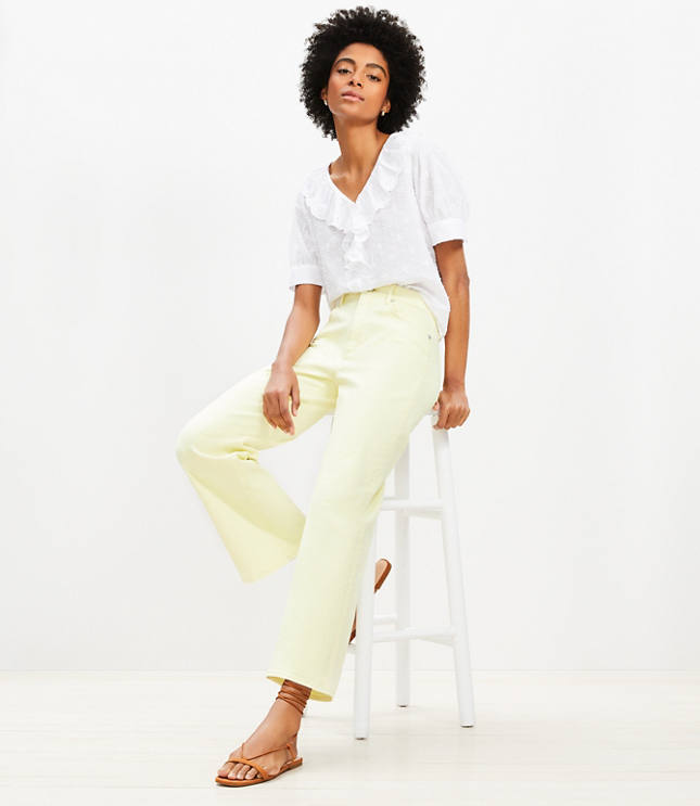 Petite High Rise Wide Leg Crop Jeans in Tender Yellow