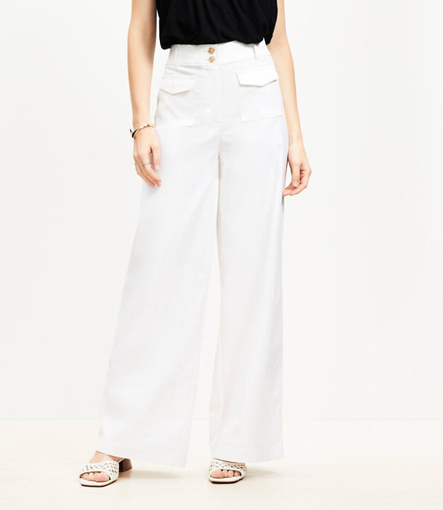 Petite Patch Pocket Wide Leg Pants
