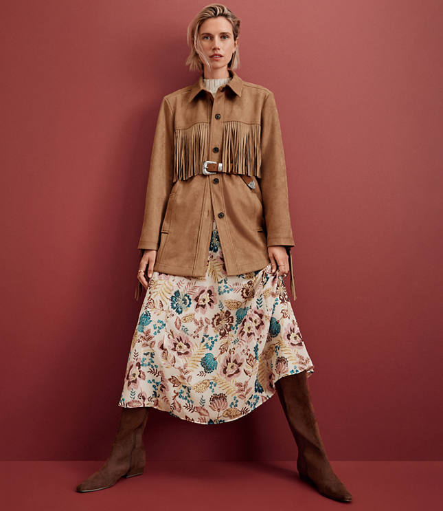 Garden Chiffon Paneled Midi Skirt