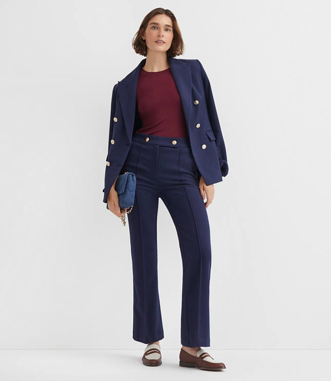 Pintucked Flare Pants Twill