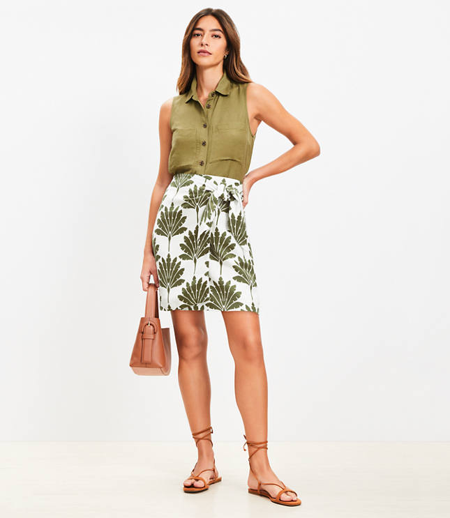 Tall Palm Linen Blend Mini Wrap Skirt