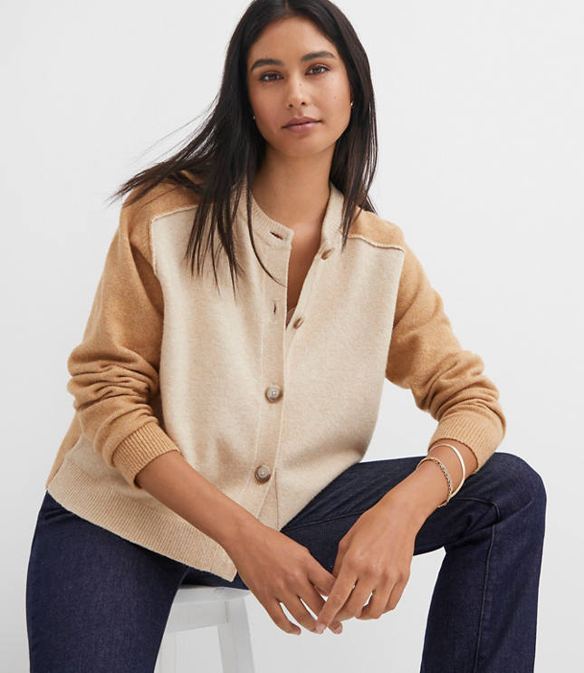 Colorblock Saddle Sleeve Cardigan