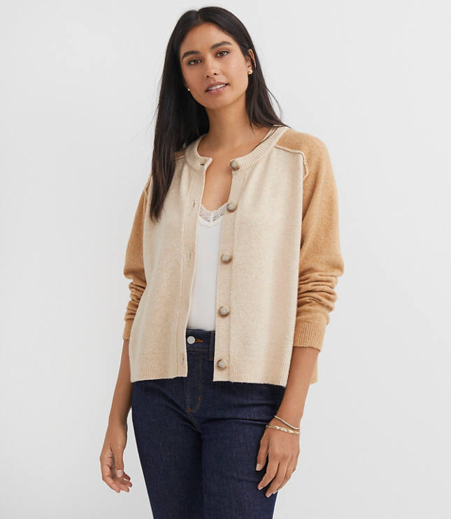 Colorblock Saddle Sleeve Cardigan