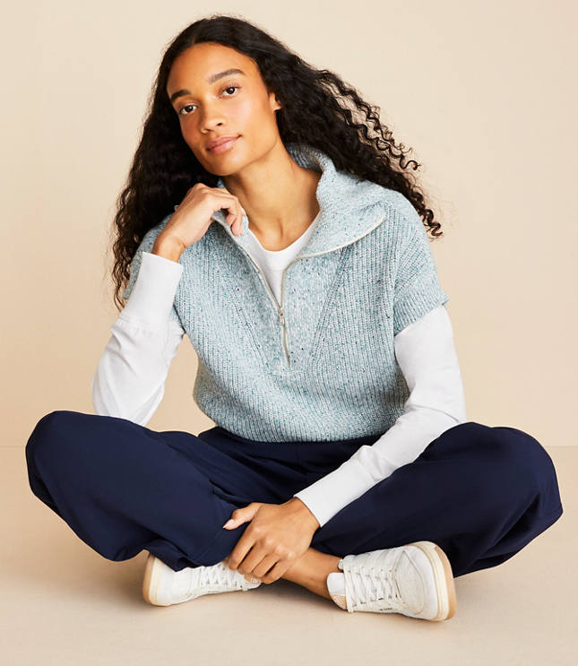 Lou & Grey Ribbed Half Zip Wedge Sweater