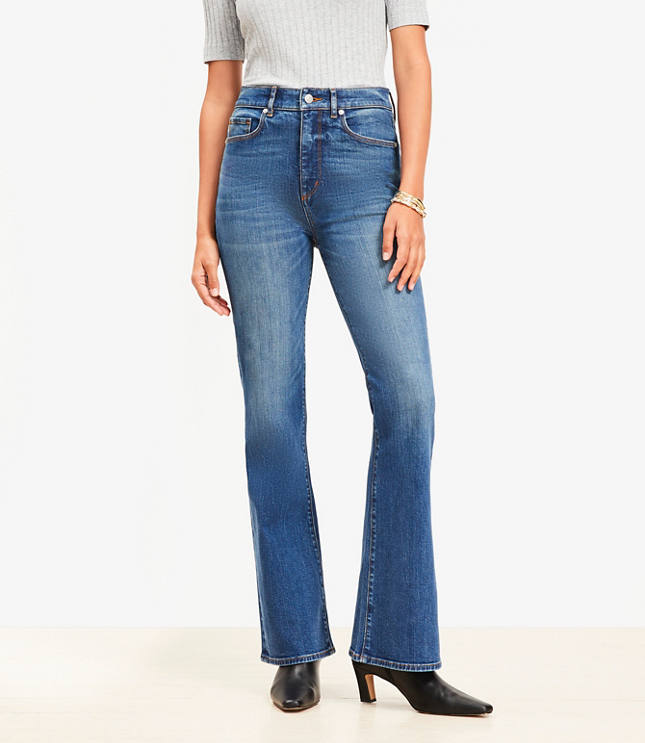Petite High Rise Slim Flare Jeans Vintage Dark Indigo Wash