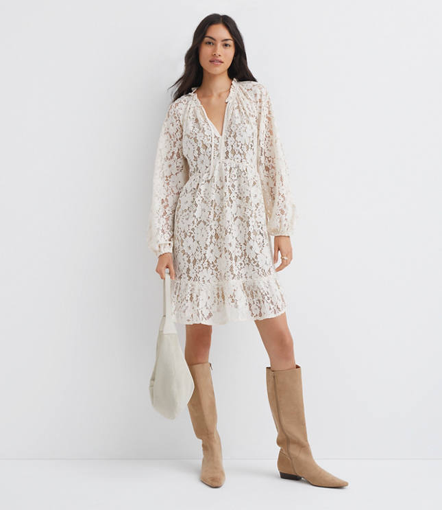 Floral Lace Flounce Mini Dress