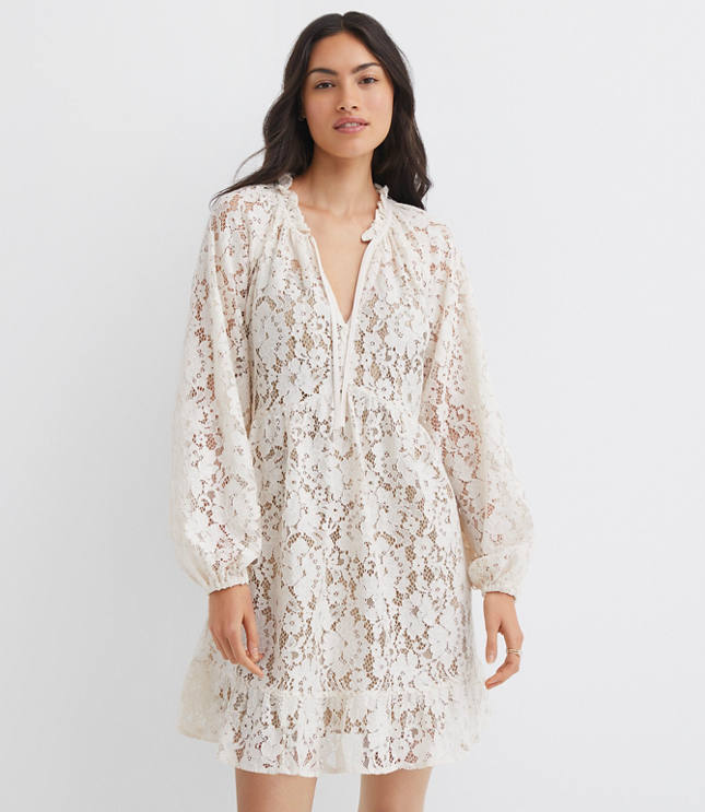 Floral Lace Flounce Mini Dress