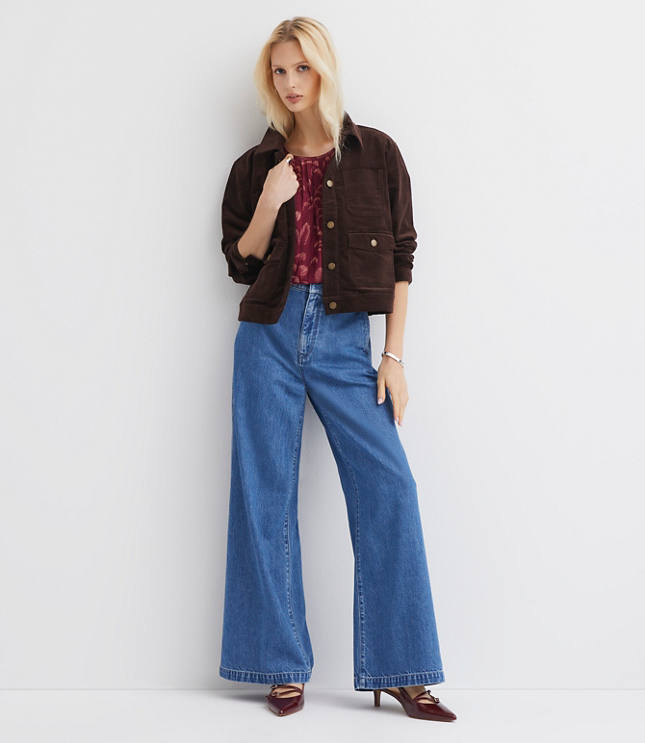 High Rise Trouser Jeans in Bright Mid Indigo Wash