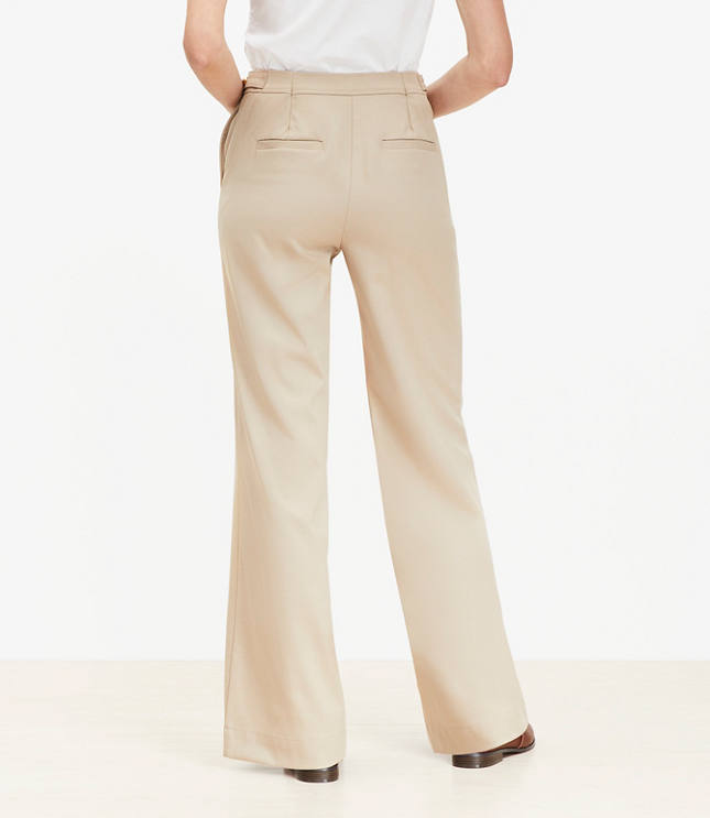 Tab Waist Wide Leg Pants in Twill