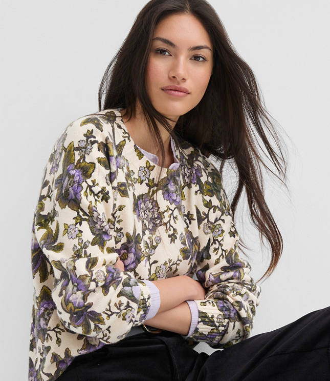 Floral Blouson Sleeve Sweater