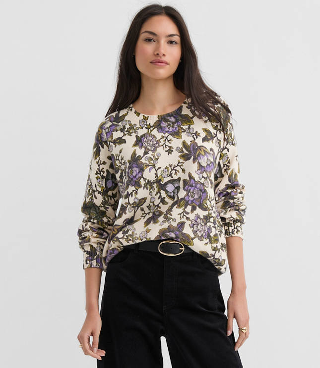 Floral Blouson Sleeve Sweater