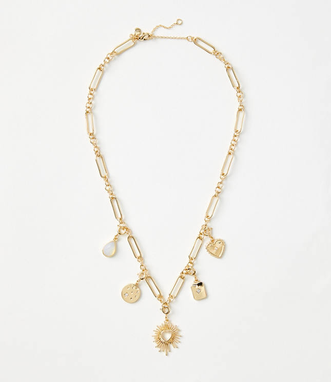 Pearlized Chain Link Charm Necklace