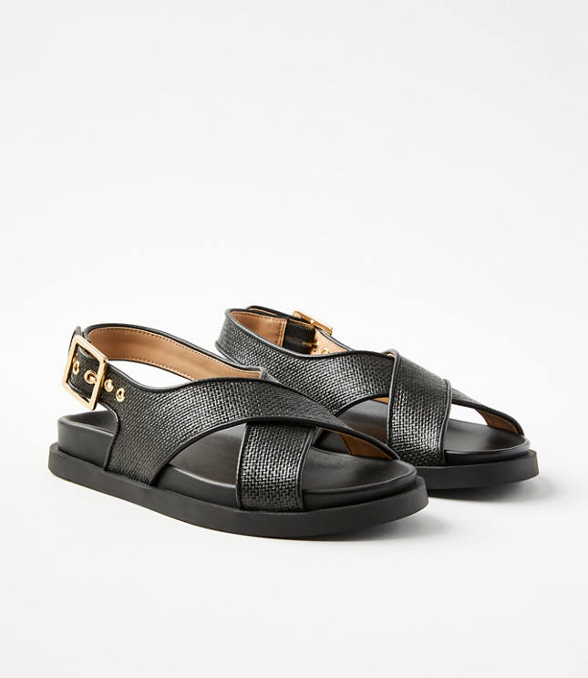Loft Straw Cross Strap Molded Sandals