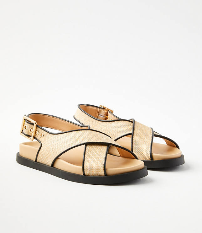 Straw Cross Strap Molded Sandals