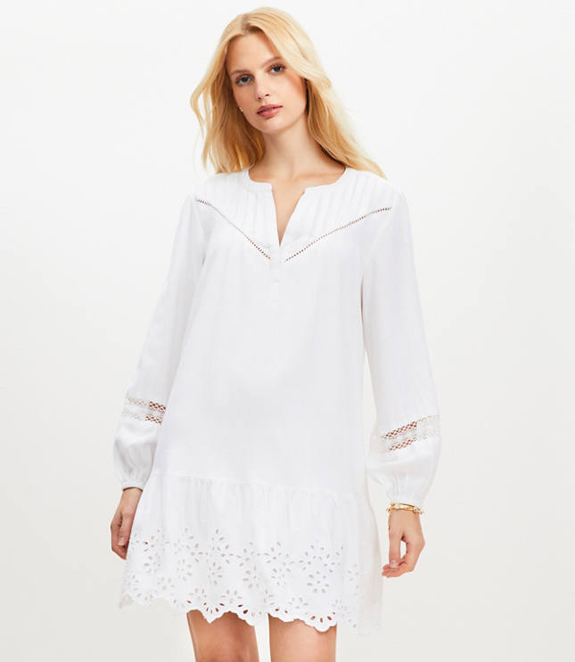 Loft Eyelet Flounce Mini Dress