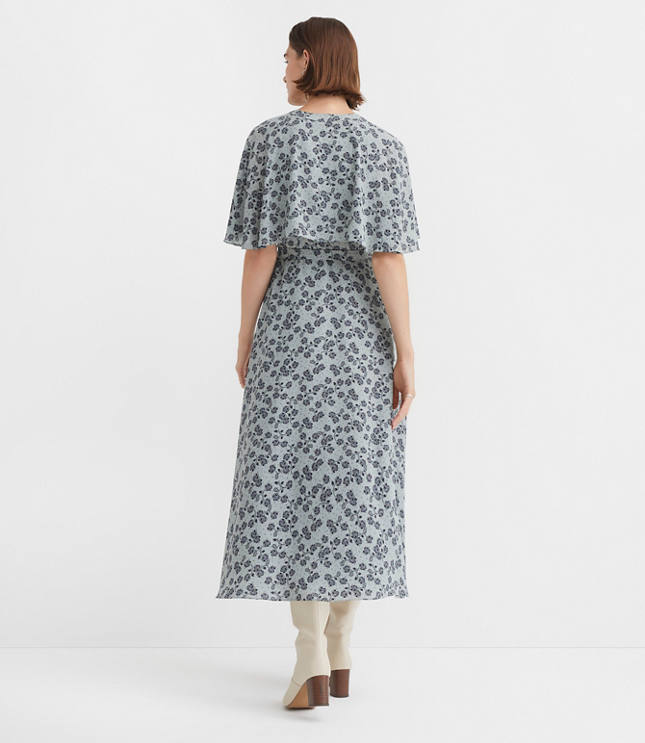 Floral Cape Midi Dress