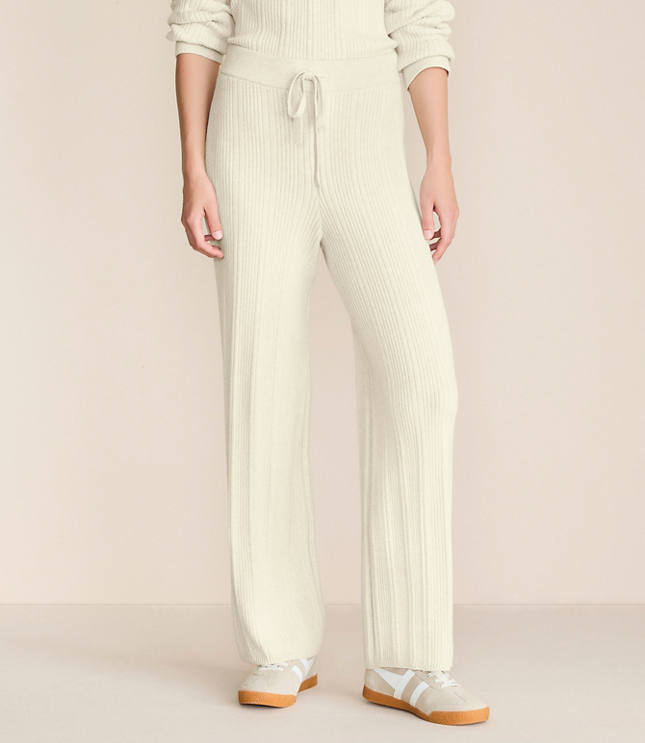 Lou & Grey Heathered Ribbed Wide Leg Sweater Pants