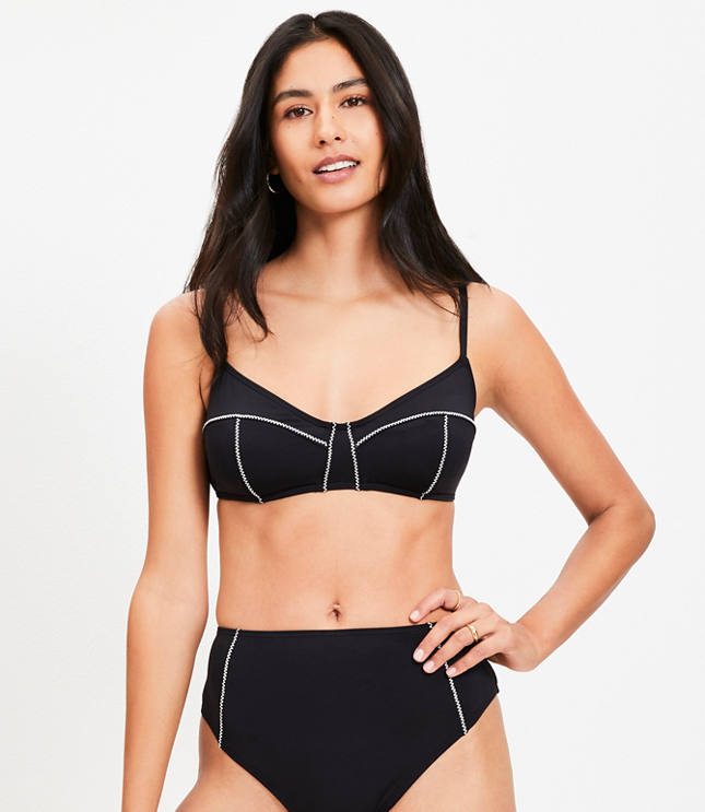 LOFT Beach Zig Zag Stitch Bikini Top