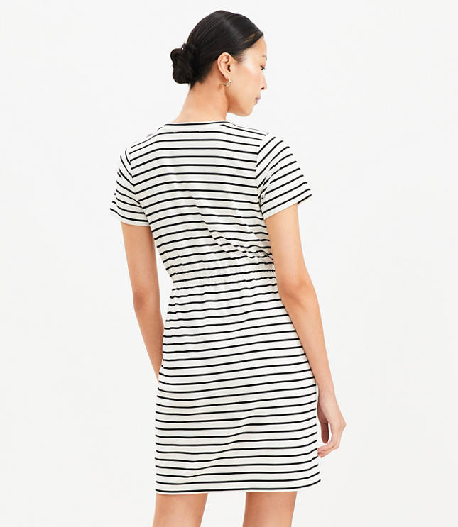 Stripe Gathered Waist Mini Tee Dress