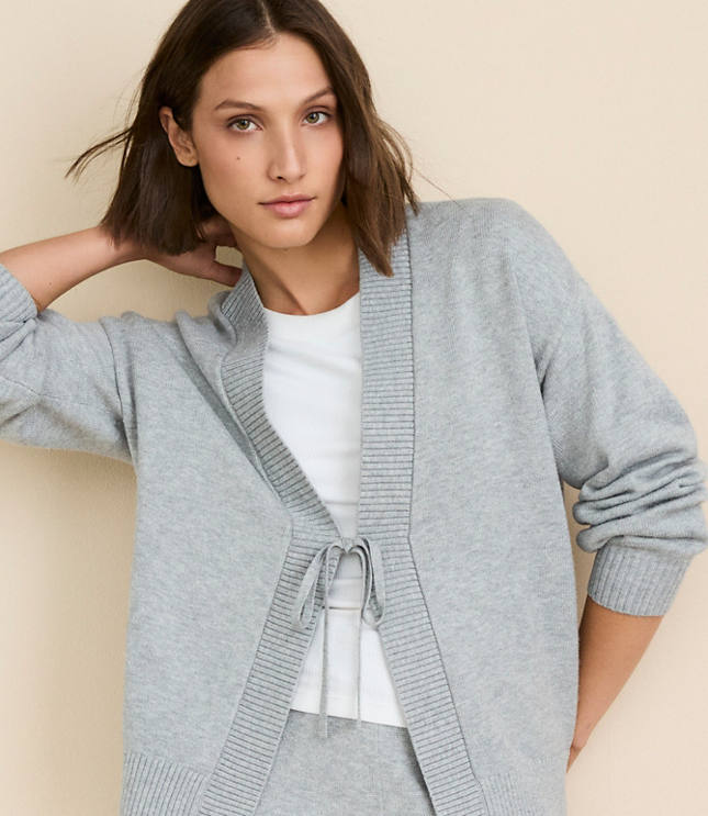 Lou & Grey Heathered Softened Tie Cardigan