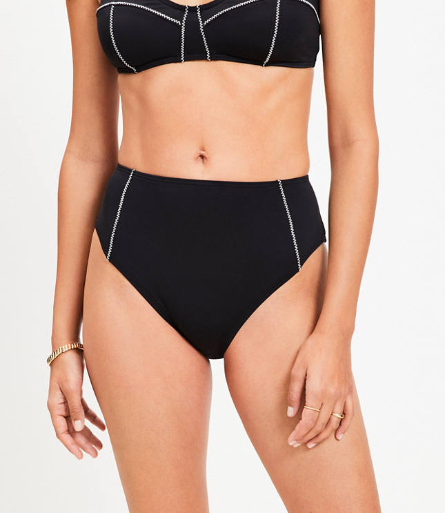 LOFT Beach Zig Zag Stitch High Waist Bikini Bottom