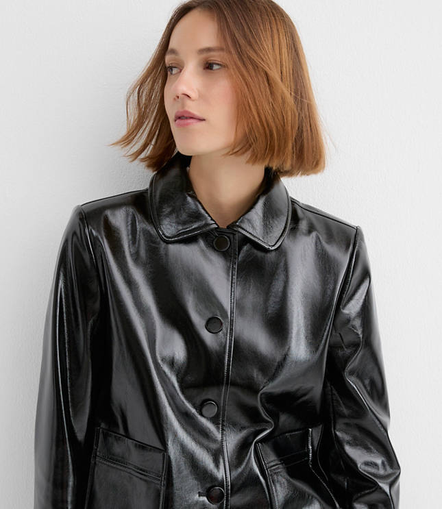 Faux Leather Patch Pocket Jacket