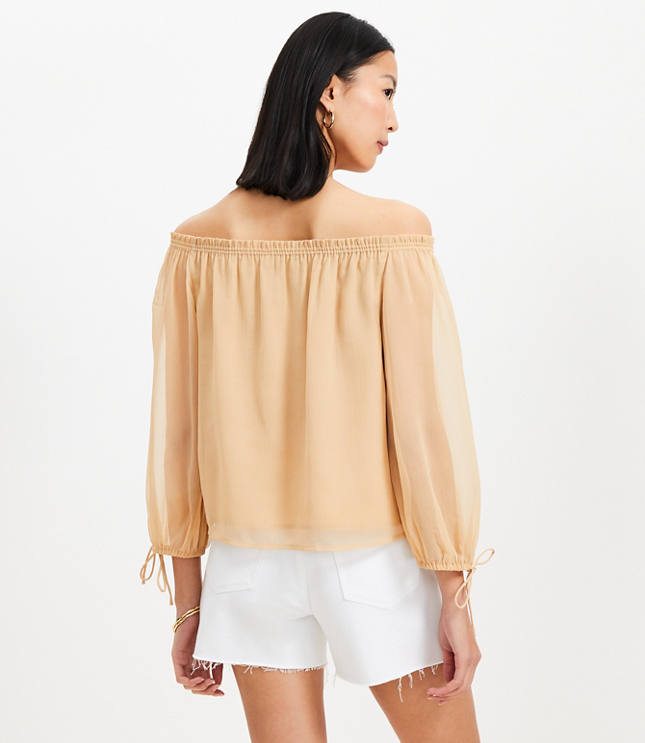 Tie Cuff Off The Shoulder Blouse