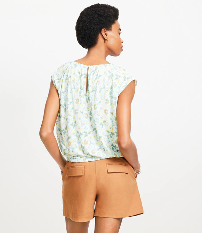 Petite Garden Bubble Hem Mixed Media Top