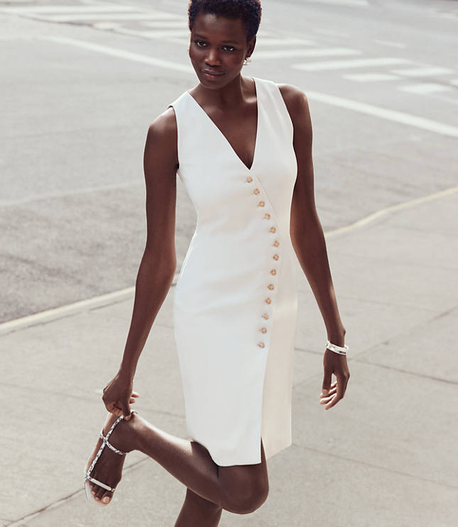 LOFT Versa Crepe Drape Asymmetrical Vest Mini Dress